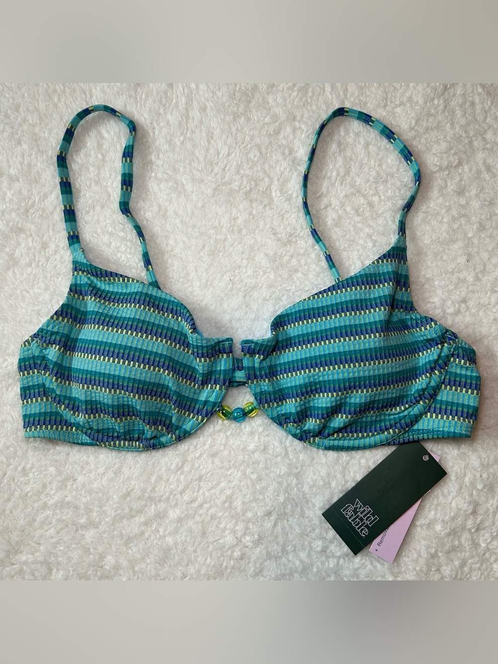 Wild Fable Women’s Striped Underwire Padded Bikini Top Medium NEW